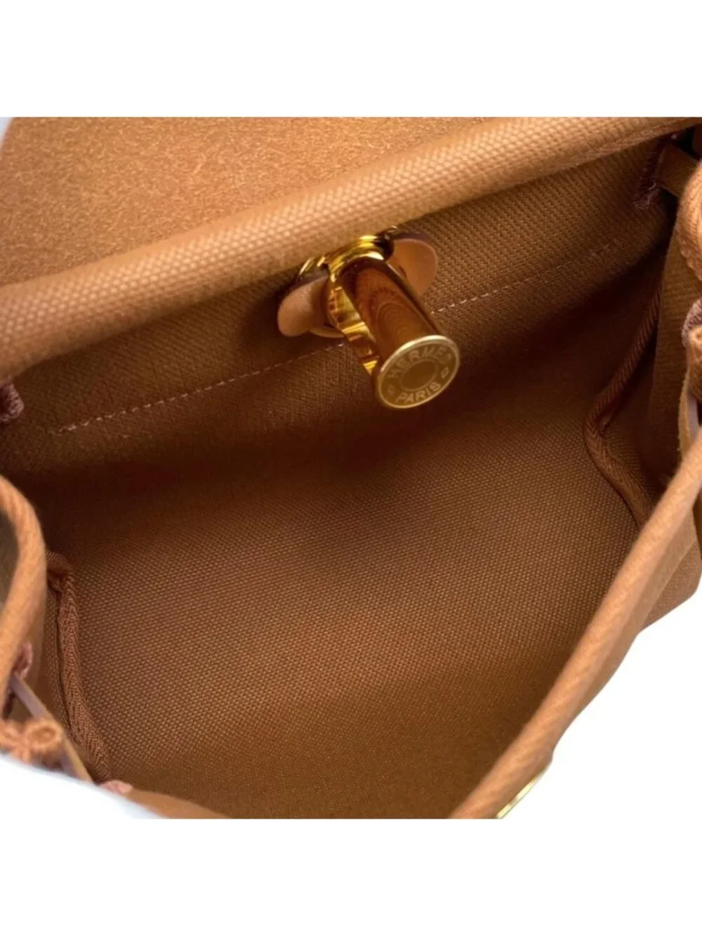 Hermes Shoulder Bag Herbag Zip 20 Vache Hunter Toile H Fauve Brown Gold